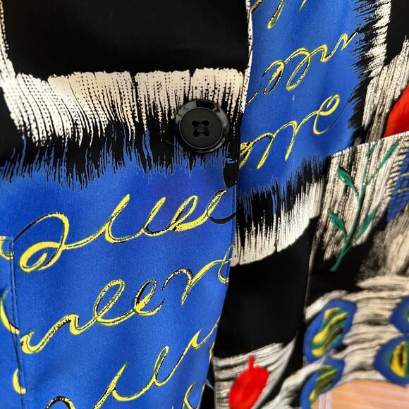 Vintage 1980s Kensington Square Cobalt Abstract Shawl Collar Blazer S - Picture 8 of 9